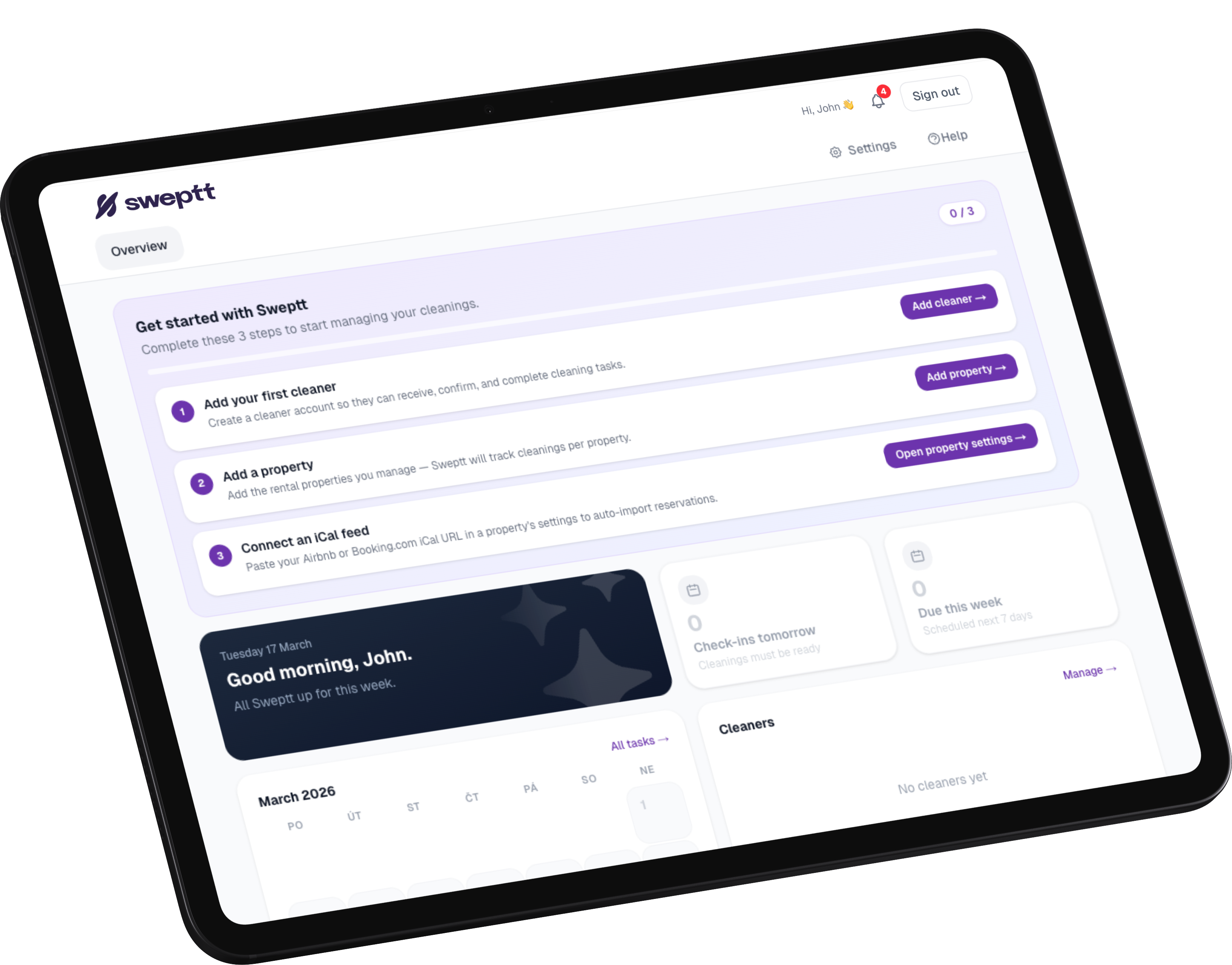 Sweptt task dashboard